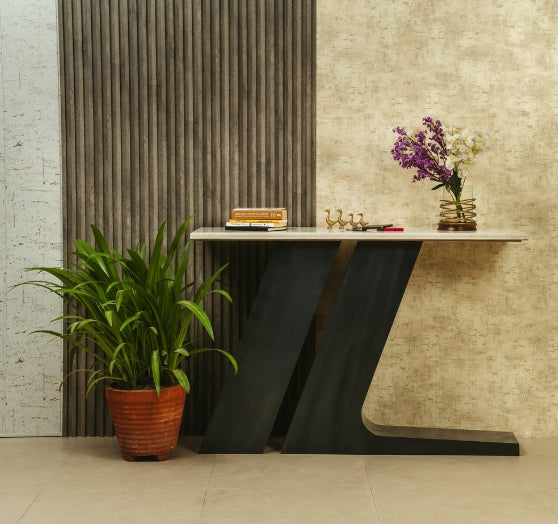 Zylon – A Modern Console Defined by Bold Angles and Architectural Elegance.