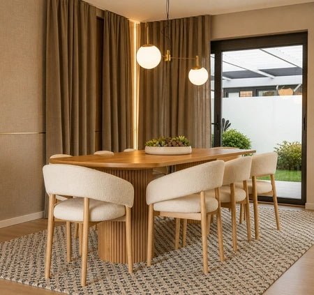 Elan – A contemporary 8-seater dining table that blends modern elegance with functional comfort.