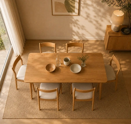 Reno – A modern 6-seater dining table designed for style, comfort, and everyday gatherings.