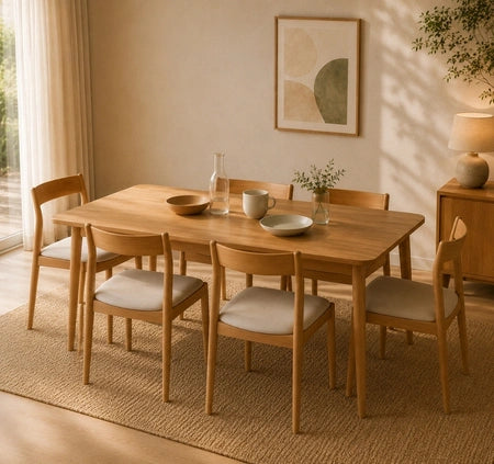 Reno – A modern 6-seater dining table designed for style, comfort, and everyday gatherings.