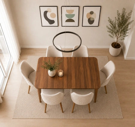 Alvora – A stylish 6-seater dining table that combines modern design with everyday comfort.