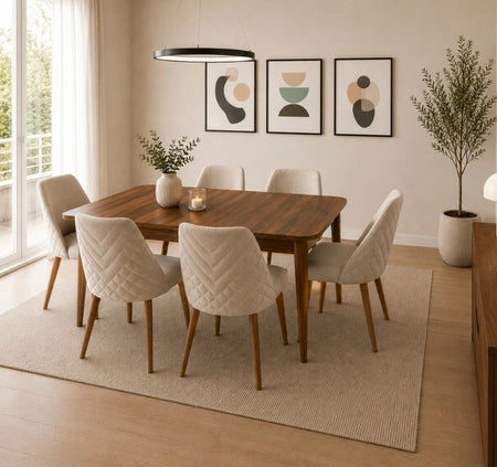 Alvora – A stylish 6-seater dining table that combines modern design with everyday comfort.