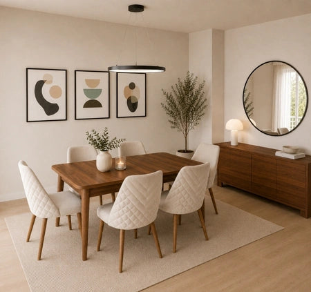 Alvora – A stylish 6-seater dining table that combines modern design with everyday comfort.