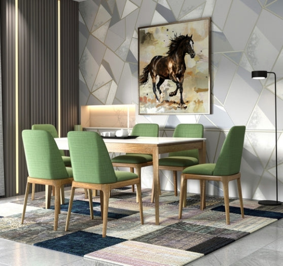 Stellin – A sleek 6-seater dining table that combines modern design with everyday functionality.