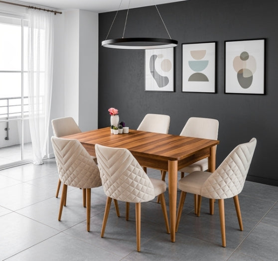 Alvora – A stylish 6-seater dining table that combines modern design with everyday comfort.