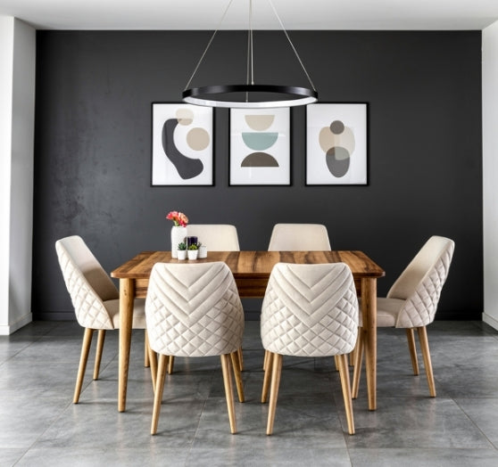 Alvora – A stylish 6-seater dining table that combines modern design with everyday comfort.