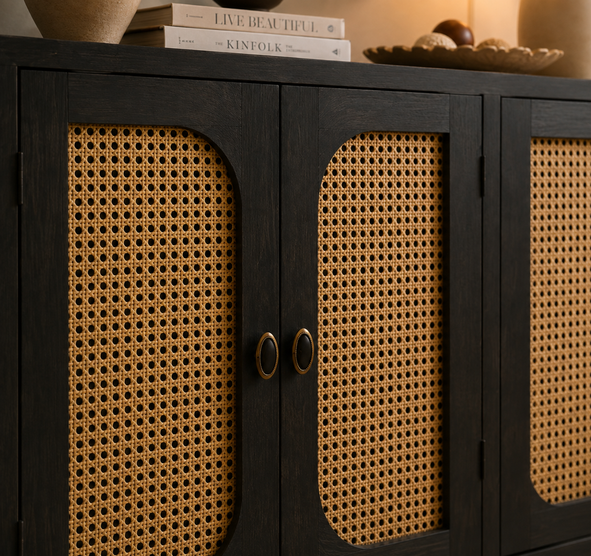 Rattan console - Naturally textured design with modern elegance.