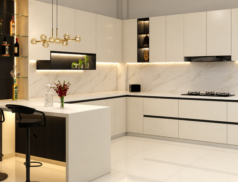 Discover thoughtfully designed modular kitchens that blend modern aesthetics with everyday practicality.Built with premium materials, intelligent storage, and flawless craftsmanship.Creating beautiful spaces where style, comfort, and functionality come together.